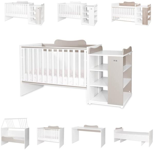 Lorelli Babybett Multi, Jugendbett, Schreibtisch, Wickeltisch, mehrfach umbaubar beige