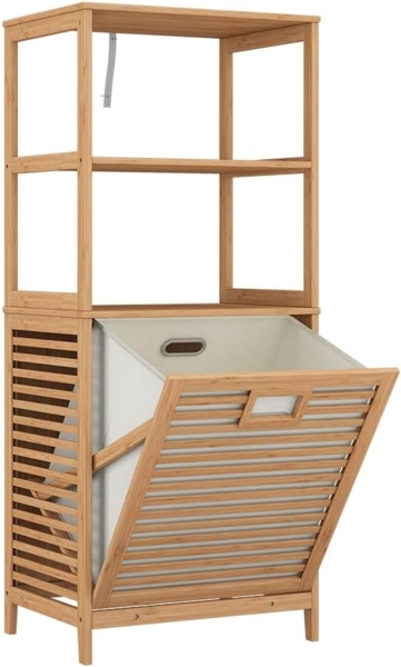 Vicco Wäscheschrank Novaro, Bambus, 48.3 x 114 cm mit Wäschekorb