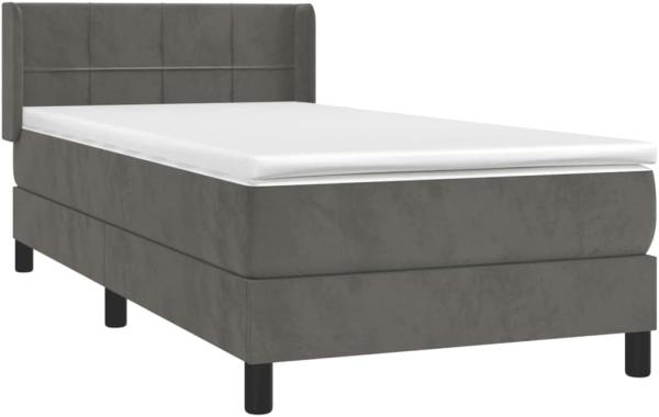 Boxspringbett mit Matratze Dunkelgrau 100x200 cm Samt (Farbe: Grau)