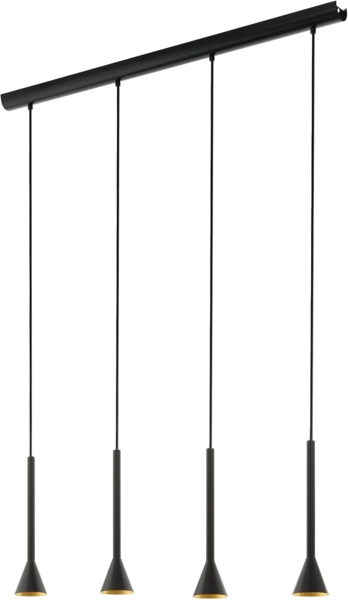 Eglo 97605 Pendelleuchte CORTADERAS LED GU10 4X4,8W schwarz, gold L:113cm B:8,5cm H:150cm 3-Stufen dimmbar