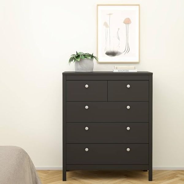 Dmora - Kommode Jeanine, Mehrzweckkommode, Schlafzimmerkommode, Schrank mit Schubladen, 82x38 h99 cm, Schwarz