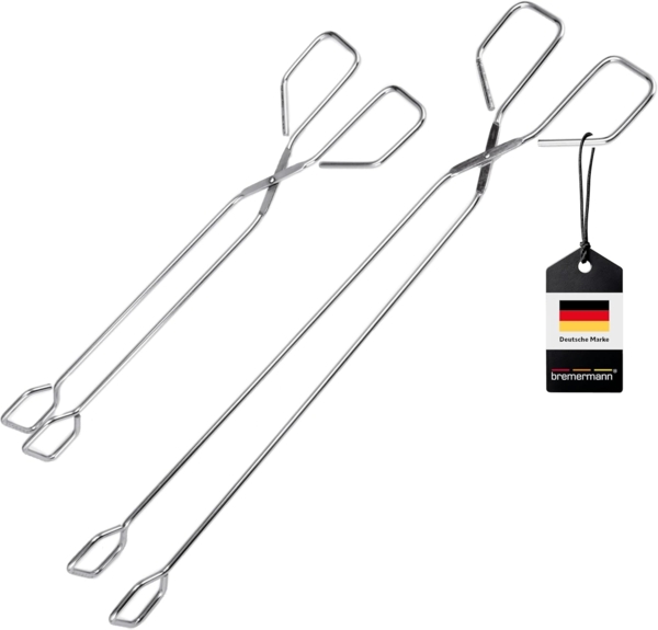 bremermann Grillzange Grillzange 2er Set aus Edelstahl // in 30 + 39,5 cm Länge