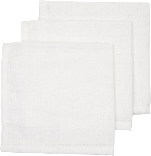 Meyco 457000 3er-Set Musselinhandtücher aus 100% Baumwolle Weiß 30x30 cm