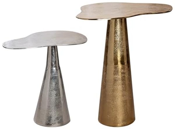GILDE 2er Set Beistelltisch Organica aus Aluminium - organische Form - metallische Optik - goldfarben/silberfarben - Höhe 59cm x Breite 58cm