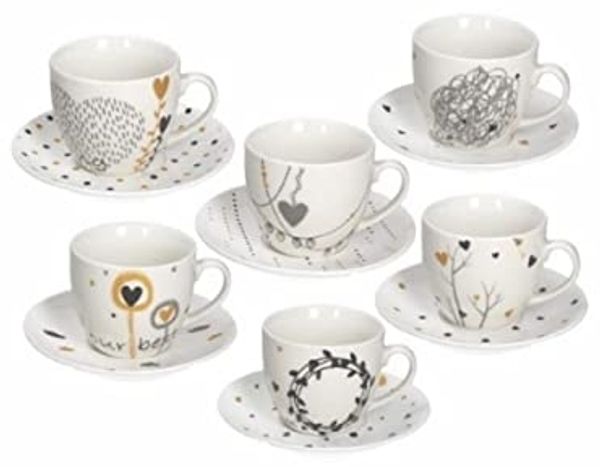 Tognana IR685375563 Tasse mit Untertassenn, Porzellan, 6 Stück
