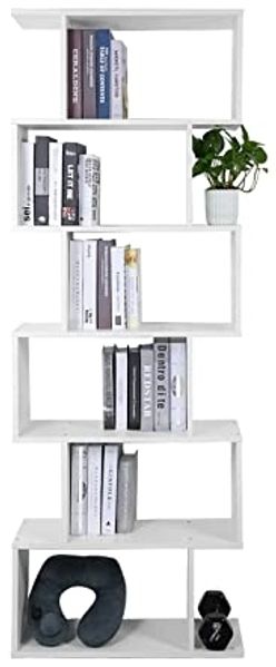 Mondeer Bücherregal, Würfelregal Bücherschrank 6 Fächer Regal Holz for CDs Magazine in Büro Wohnzimmer Schlafzimmer 70 x 24 x 190 cm Weiß