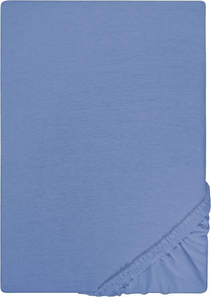 Biberna Jersey-Spannbetttuch, 100 % Baumwolle, Ozeanblau, 1x 90x190 cm - 100x200 cm