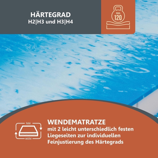 Kaltschaummatratze BeCo Duo Gel Comfort, Testurteil SEHR GUT (1,3)* 20cm ergonomische Komforthöhe Größe 90 x 200 cm Härtegrad H3 (80 kg - 120 kg) Bild 7