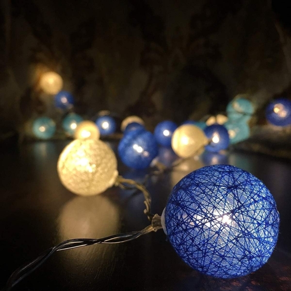 LED Lichterkette Baumwollkugeln Batteriebetrieben, 3,3m 20er Cotton Ball Lichterketten Kugeln Nachtlicht für Weihnachten, Hochzeit, Party, Zimmer, Wohnheim, Innen Deko Bild 3