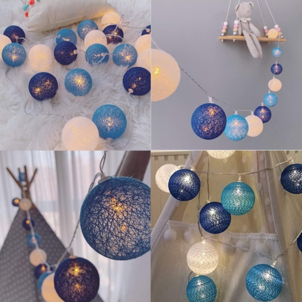 LED Lichterkette Baumwollkugeln Batteriebetrieben, 3,3m 20er Cotton Ball Lichterketten Kugeln Nachtlicht für Weihnachten, Hochzeit, Party, Zimmer, Wohnheim, Innen Deko Bild 5