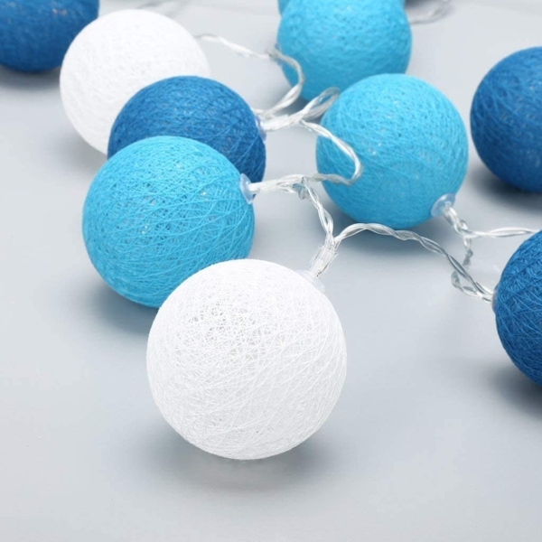 LED Lichterkette Baumwollkugeln Batteriebetrieben, 3,3m 20er Cotton Ball Lichterketten Kugeln Nachtlicht für Weihnachten, Hochzeit, Party, Zimmer, Wohnheim, Innen Deko Bild 7
