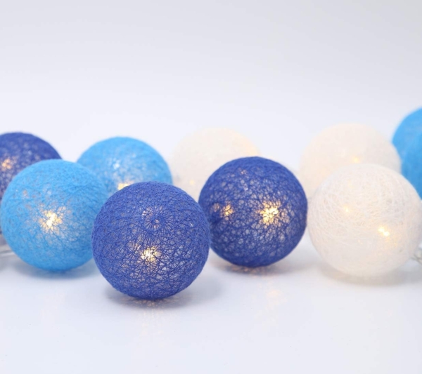 LED Lichterkette Baumwollkugeln Batteriebetrieben, 3,3m 20er Cotton Ball Lichterketten Kugeln Nachtlicht für Weihnachten, Hochzeit, Party, Zimmer, Wohnheim, Innen Deko Bild 2