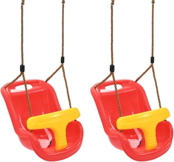 Babyschaukeln 2 Stk. mit Sicherheitsgurt PP Rot