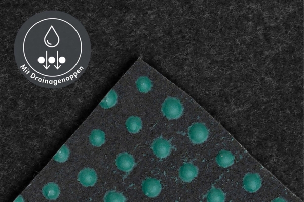 andiamo Kunstrasen Outdoor wasserdurchlässig, Rasenteppich wetterfest, Drainage-Noppen, UV-beständig, für Balkon und Garten Anthrazit 400x400 cm Bild 3