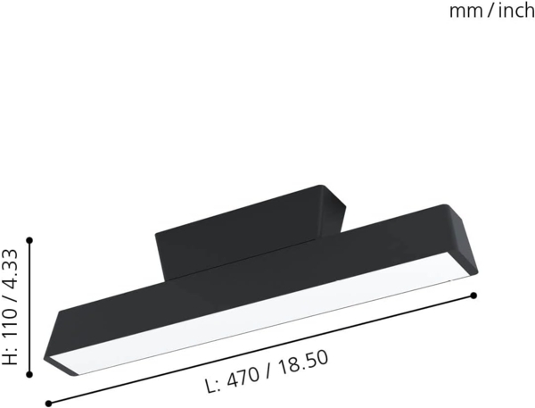Eglo 99601 Deckenleuchte SIMOLARIS-Z schwarz weiss L:47 B:5,5 H:11cm dimmbar 2700-6500K mit Connect-Z Funktion Bild 6