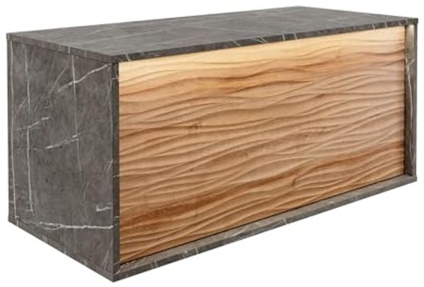 LANZET DUNE Waschbeckenunterschrank 100,3 cm breit, Marmor Grau/Braun hell, inkl. LED Beleuchtung