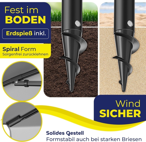 KESSER® Sonnenschirm Rechteckig Inkl. 2in1 Abdeckung & Transporttasche Gartenschirm Terrassenschirm | Schirm 200 × 125cm für Balkon Garten & Terrasse | Neigungswinkel und Höhe verstellbar Hellgrau Bild 6