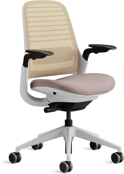 Steelcase Series 1 Bürostuhl mit Netzrücken in Beige und Sitzbezug in Linse