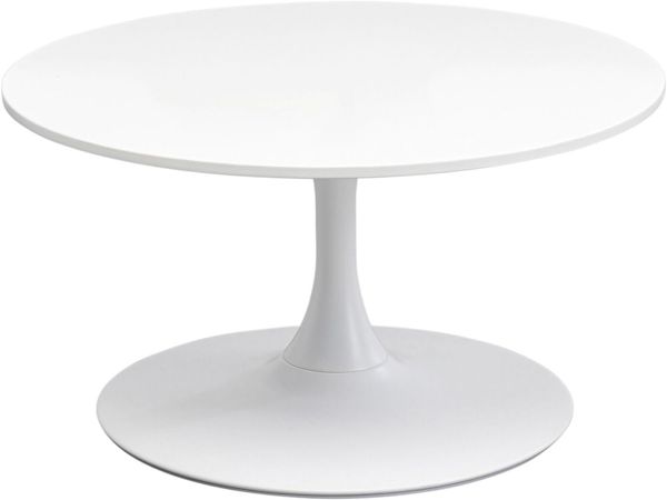 Kare Design Couchtisch Schickeria, Weiß, 80cm Durchmesser, Beistelltisch, Wohnzimmertisch, Stahlgestell, Rund, Retro