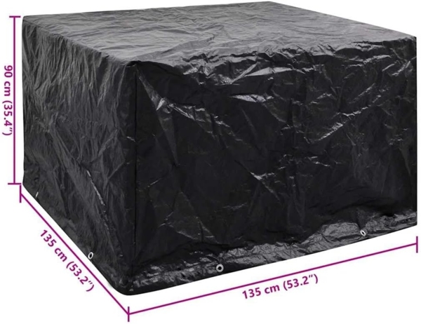vidaXL Gartenmöbel-Abdeckung mit 8 Ösen, Polyethylen schwarz, 135 x 135 x 90 cm Bild 2