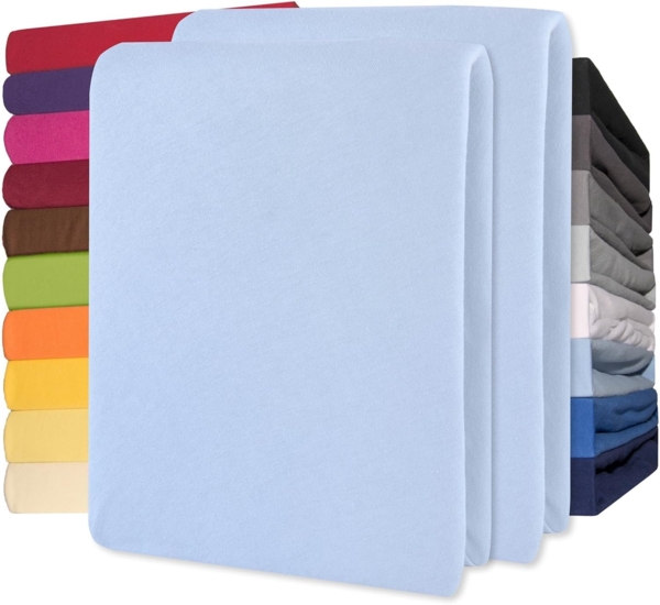 CelinaTex Jersey Topper Spannbettlaken Lucina Doppelpack 180x200-200x200 cm Aqua blau 100% Baumwolle gekämmt bis 12cm Matratzenhöhe Oeko-TEX