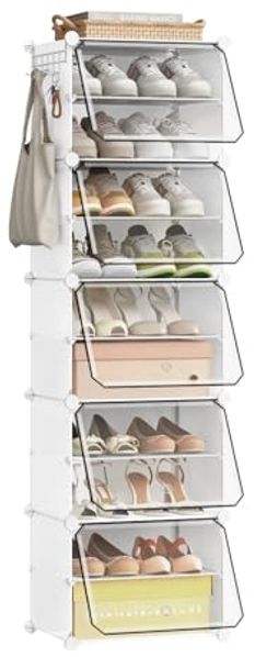 Woltu Schuhbox (1 St), Satz von 10, stapelbares Design, für 20 Paare, mit Tür