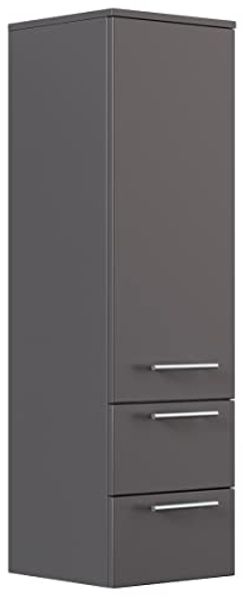 Hochschrank 120 cm anthrazit mit Glaseinlagen : Anthrazit