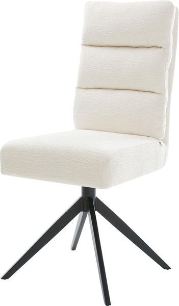 Drehstuhl Pela-Flex Bouclé Soft Beige Kreuzgestell breit Schwarz 360° drehbar Wippfunktion Taschenfederkern