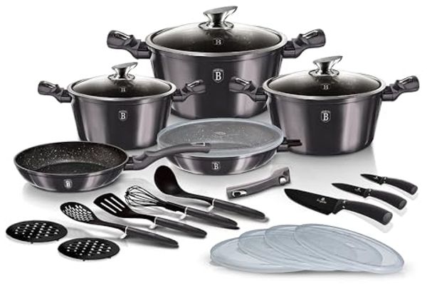 Berlinger Haus Kochen Berlinger Haus Topfset 22 Ele. Metallic Carbon Pro BH7181