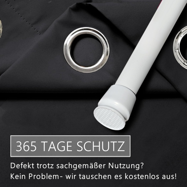 tinycurtains Türvorhang mit Stange weiß 70-120 cm Thermo Vorhang ohne Bohren, blickdicht, Ösen, verdunkelnd, Polyester, blickdicht, Schwarz Eclipse, Türgardine mit Klemmstange verdunkelnd Bild 6
