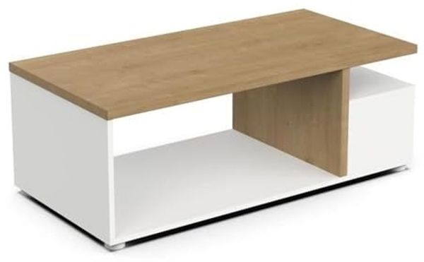 Calicosy 'ACCESS' Couchtisch 3 Nischen Eiche-Dekor und Weiß matt L91,8 cm - Helles Holz