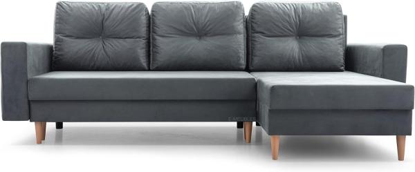 MOEBLO Ecksofa CARL, Ottomane Links als auch rechts montierbar Couch für Wohnzimmer, Schlafsofa Sofagarnitur Sofa Eckcouch L-Form Wohnlandschaft, mit Bettkasten und Schlaffunktion