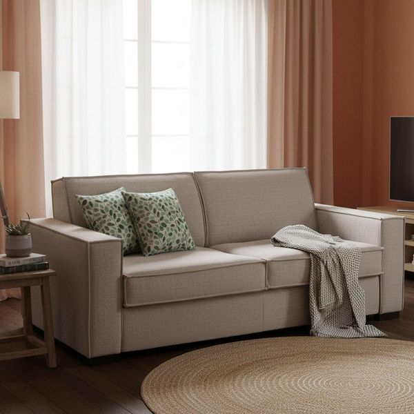 Talamo Italia 2-Sitzer Beatrice Schlafsofa,Wohnzimmersofa,Made in Italy,Drehbare Öffnung mit Matratze und Netz inklusive, aus gepolstertem Stoff, mit schmalen Armlehnen,cm: 160x95h90,Farbe Taubengrau