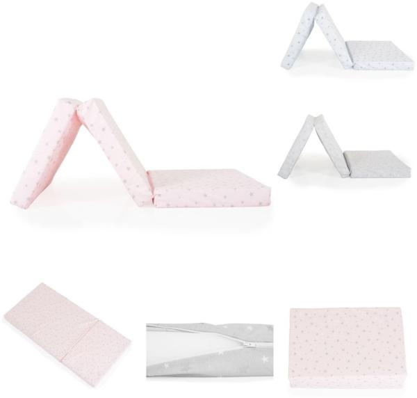 Moni Babybett Klappmatratze Mirage 120 x 60 x 6 cm Bezug waschbar Reißverschluss rosa