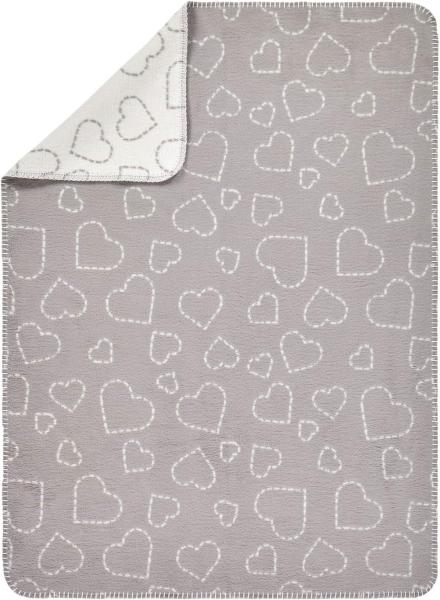 Alvi Gots Baumwolldecke Hearts Grey 75X100