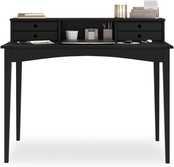 IDIMEX Schreibtisch MILANO, Home Office Tisch mit 4 Schubladen aus Massivholz schwarz