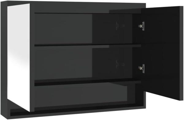 vidaXL Spiegelschrank fürs Bad 80x15x60 cm Glänzend Schwarz 331531