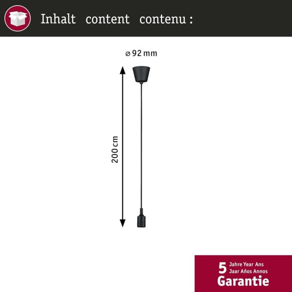 Paulmann No. 50346 Pendelleuchte Neordic Ketil 1-flammig 1x20W E27 schwarz Bild 2