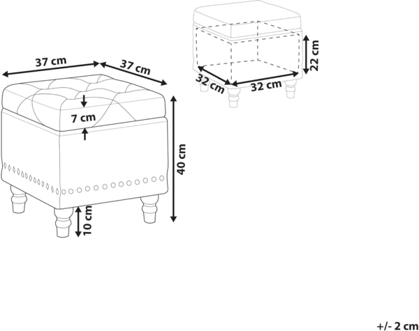 Pouf LORETTO Schwarz Samtstoff 37 cm 37 cm Bild 3