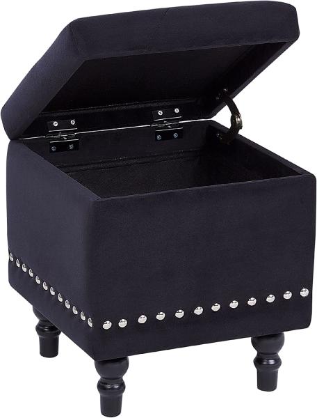 Pouf LORETTO Schwarz Samtstoff 37 cm 37 cm Bild 5