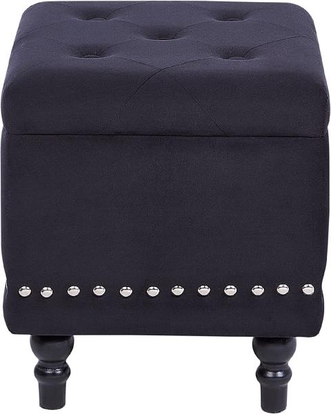 Pouf LORETTO Schwarz Samtstoff 37 cm 37 cm Bild 4