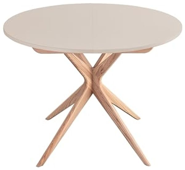 Runder ausziehbarer esstisch 100cm 5 Personen Jubi Braun Beige | Eschenbein Ragaba