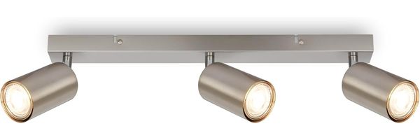 BRILONER - Deckenlampe schwenkbar, GU10 Fassung, max. 9 W, Deckenleuchte, Lampe, Wohnzimmerlampe, Schlafzimmerlampe, Küchenlampe, Deckenstrahler, Deckenbeleuchtung, 44 cm, Nickel-Matt