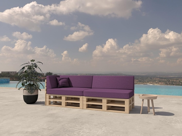 chilly pilley Palettenkissen Gartenkissen Palettenauflage Palettenpolster Indoor Outdoor Waschbar Abnehmbar Sitzkissen Rückenkissen (6er Set, Violett) Bild 2