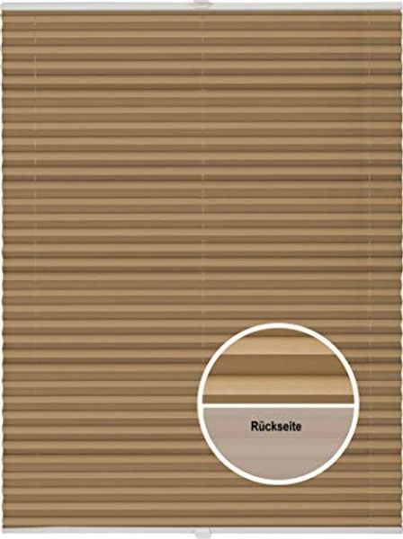 ondeco Plissee Thermo ohne Bohren mit Klemmträger,Sonnenschutz für Fenster innen, lichtschutz und Blickdicht, Faltrollo Sichtschutz für Tür, Jalousie Rollo leicht verdunkelnd - Cappuccino - 65x130 cm