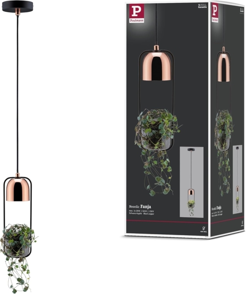 Paulmann No. 79749 Pendelleuchte Tasja 1-flammig Pflanzenleuchte schwarz kupfer