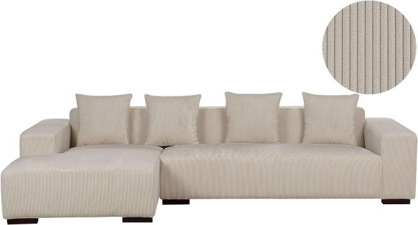 Ecksofa LUNGO Beige Cord Rechtsseitig