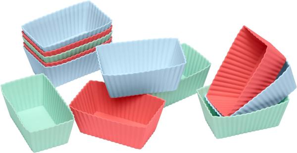 Lurch 83014 FlexiForm Brownie 12er Set Pastel Mix / 12 Backförmchen für Brownies aus 100% BPA-freiem Platin Silikon, 8 x 4 x 3 cm