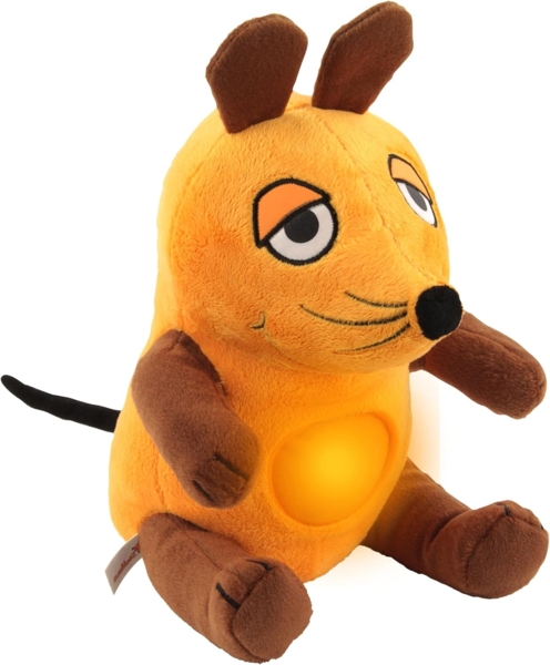 ANSMANN LED Nachtlicht Maus Kuscheltier inkl Batterien - Die Sendung mit der Maus - Einschlafhilfe zum Kuscheln mit Musik Funktion - Kuschelweiches 2in1 Plüschtier für Baby & Kind im Kinderzimmer