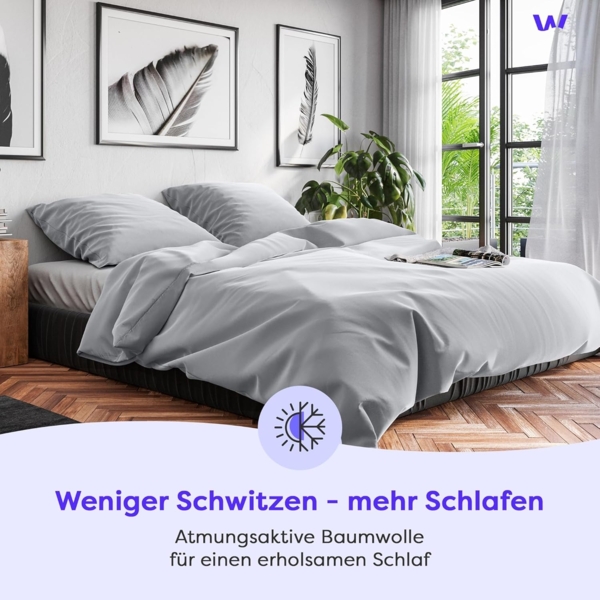 Wolkenfeld Kissenbezug Renforcé Kissenbezug Baumwolle - Natürlich weiches Schlafgefühl, (1 Stück), Größe 80x80, 40x80 und 70x90 cm, versteckter Reißverschluss Bild 2